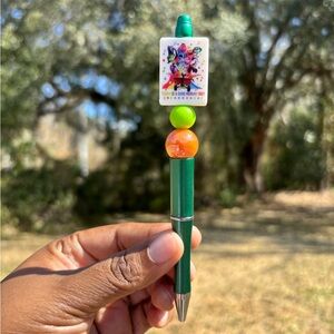 Colorful Custom Made Character Pen with acrylic beads
